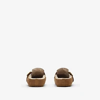 Check Shearling Urchin Clogs in Jute beige - Women | Burberry® Official