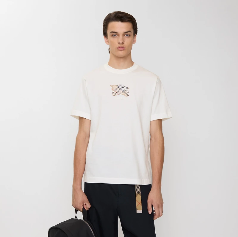 EKD Check Cotton T-shirt in Chalk white - Men | Burberry® Official