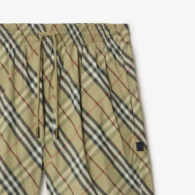 Check Swim Shorts in Glade green - Men, Nylon | Burberry® Official