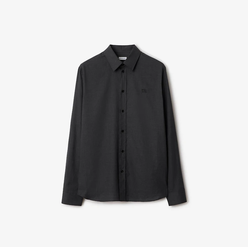 Relaxed Fit Check Cotton Shirt in Storm grey - Men | Burberry® Official