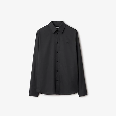 Relaxed Fit Check Cotton Shirt in Storm grey - Men | Burberry® Official