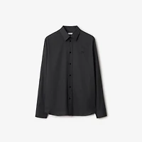 Relaxed Fit Check Cotton Shirt in Storm grey - Men | Burberry® Official