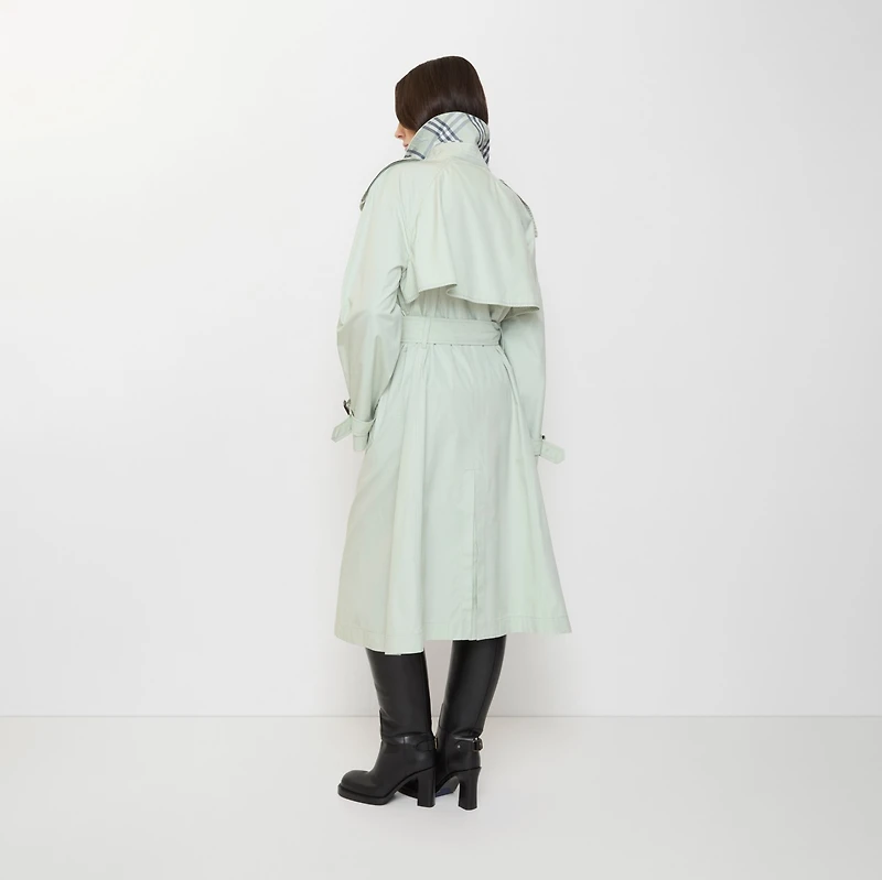 Long Cotton Canvas Fitzrovia Trench Coat in Seafoam green - Women | Burberry® Official
