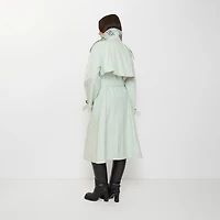 Long Cotton Canvas Fitzrovia Trench Coat in Seafoam green - Women | Burberry® Official
