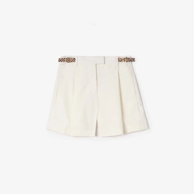 Check Trim Cotton Poplin Shorts in Seashell white - Women | Burberry® Official