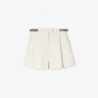 Check Trim Cotton Poplin Shorts in Seashell white - Women | Burberry® Official