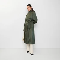 Long Nylon Hooded Trench Coat in Marrow green - Women | Burberry® Official