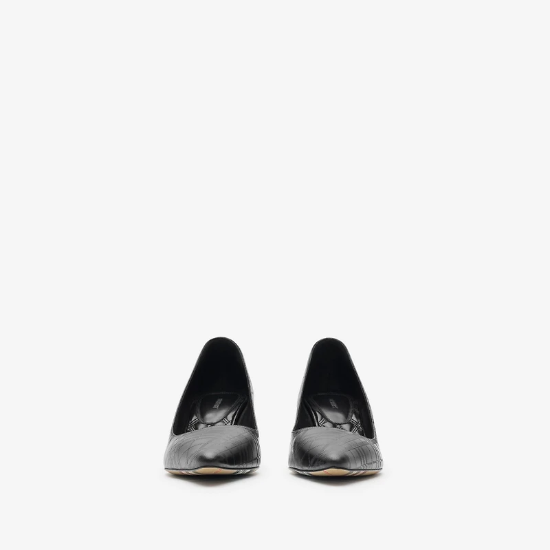 Check Leather Dame Low Pumps in Black - Women | Burberry® Official