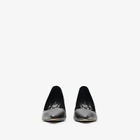 Check Leather Dame Low Pumps in Black - Women | Burberry® Official