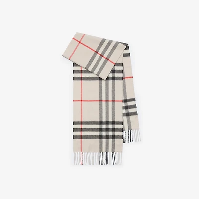 Check Cashmere Scarf in Stone Beige | Burberry® Official