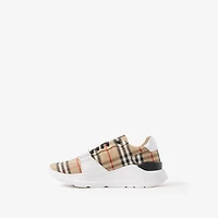 Check, Suede and Leather Sneakers in Archive beige - Men | Burberry® Official
