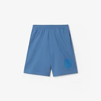 EKD Badge Cotton Shorts in Pool - Men | Burberry® Official