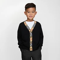 Check Trim Wool Cardigan in Black | Burberry® Official