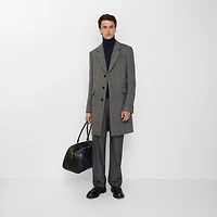 Herringbone Wool Tailored Coat in Asphalt black/old stone grey - Men | Burberry® Official