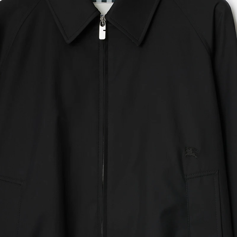 Gabardine Harrington Jacket in Black - Men, Cotton | Burberry® Official