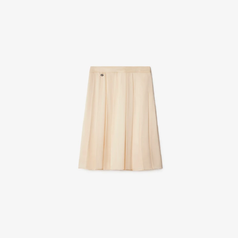 Pleated Silk Skirt in Pelican - Women | Burberry® Official