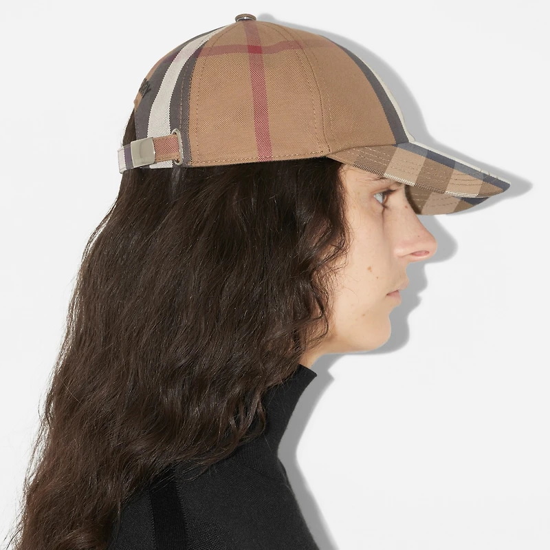 Check Cotton Baseball Cap in Dark birch brown - Men | Burberry® Official