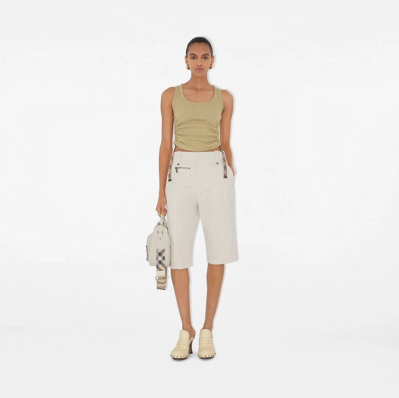 Festival Cotton Blend Tank Top in Hemlock - Women | Burberry® Official