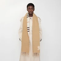 Wide Reversible Check Cashmere Scarf in Pebble white | Burberry® Official