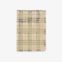 Wide EKD Check Wool Silk Scarf in Pebble white | Burberry® Official