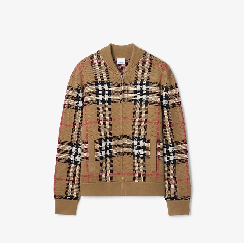 Check Wool Bomber Jacket in Taupe brown - Men | Burberry® Official