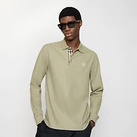 Long-sleeve Cotton Polo Shirt in Glade green - Men | Burberry® Official