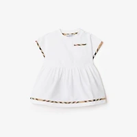 Check Trim Cotton Dress with Bloomers in White - Children | Burberry® Official