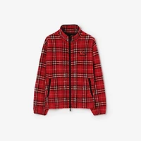 Check Wool Cashmere Blend Fleece in Crayon red - Men | Burberry® Official