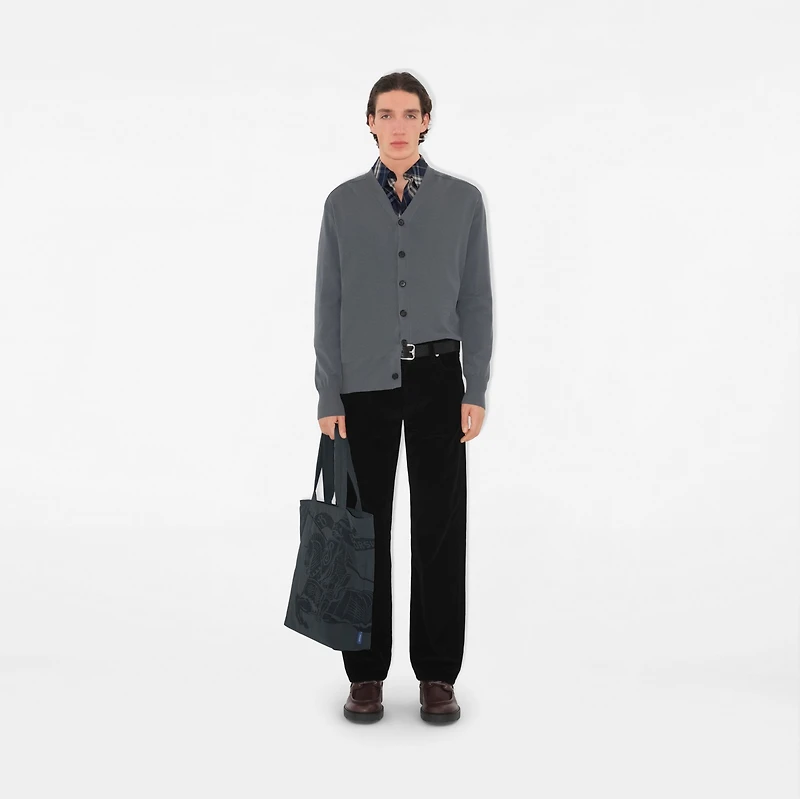 B Crest Wool Cardigan in Magnet - Men | Burberry® Official