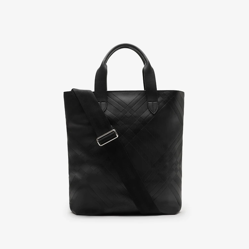 Embossed Check Tote in Black - Men | Burberry® Official