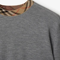 Check Trim Wool Sweater in Grey - Men | Burberry® Official
