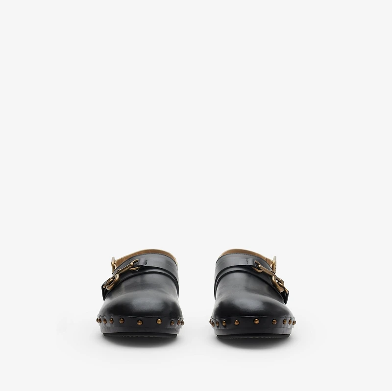 Leather Trunk Strap Clogs in Black/sand - Men | Burberry® Official