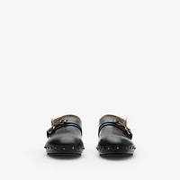 Leather Trunk Strap Clogs in Black/sand - Men | Burberry® Official