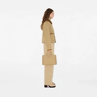 Cropped Quilted Nylon Jacket in Flax/sand