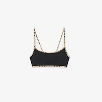 Check Trim Bikini Top in Black - Women, Wool | Burberry® Official