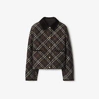 Cropped Check Quilted Cotton Jacket in Truffle brown - Women | Burberry® Official