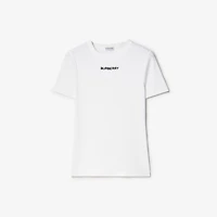 Ribbed Stretch Cotton T-shirt in White - Women | Burberry® Official