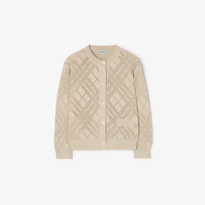 Pointelle Knit Cotton Cardigan in Clam beige | Burberry® Official