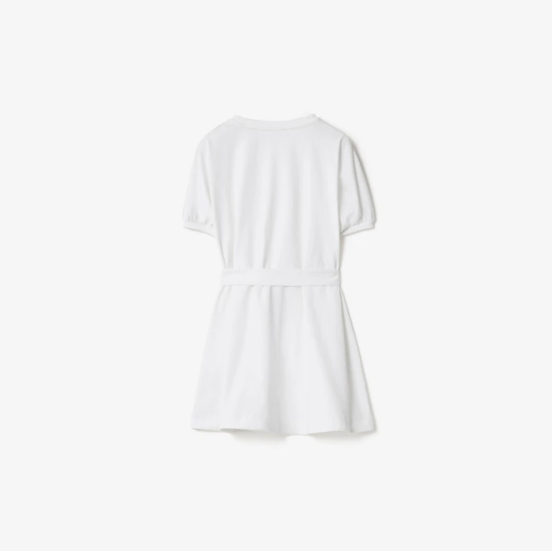 Check Trim Cotton T-shirt Dress in White | Burberry® Official