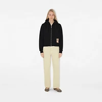 Check Label Cotton Zip Hoodie in Black - Women | Burberry® Official
