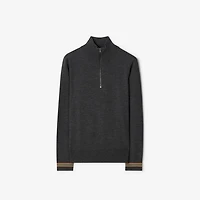 Wool Half-zip Sweater in Dark grey melange - Men | Burberry® Official