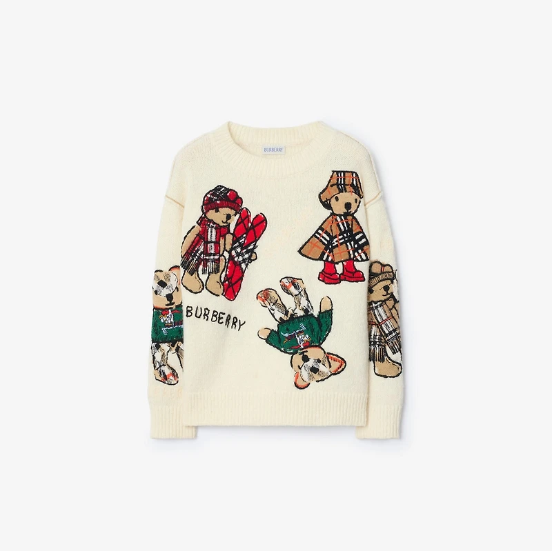 Thomas Bear and Friends Wool Blend Sweater in Ivory white | Burberry® Official