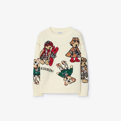 Thomas Bear and Friends Wool Blend Sweater in Ivory white | Burberry® Official