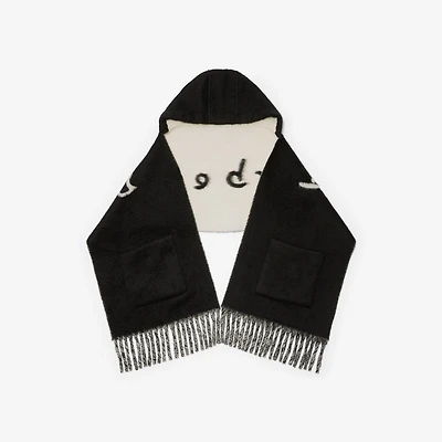 Logo Alpaca Wool Blend Hooded Scarf in Black | Burberry® Official