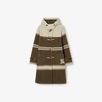 Striped Wool Cotton Blend Duffle Coat in Scout green - Women | Burberry® Official