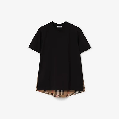 Check Panel Cotton T-shirt in