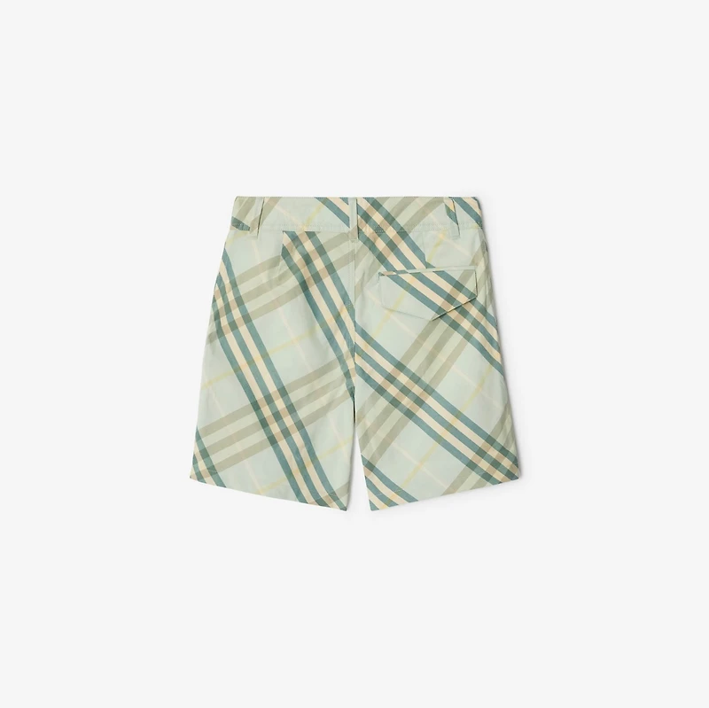 Check Cotton Shorts in Breeze | Burberry® Official