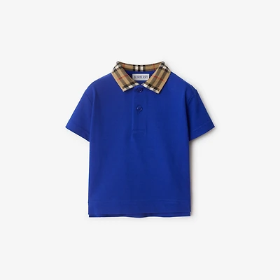 Check Collar Cotton Polo Shirt in Knight | Burberry® Official