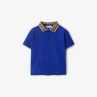 Check Collar Cotton Polo Shirt in Knight | Burberry® Official