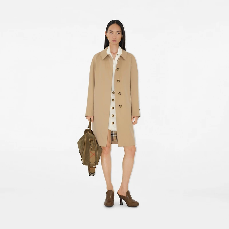 Mid-length Camden Heritage Car Coat in Honey - Women, Cotton Gabardine | Burberry® Official